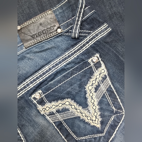 NWT Vigoss Dark Wash Boot Cut Jeans Women's 14 Embellished Embroidered Retro NEW - Picture 6 of 12